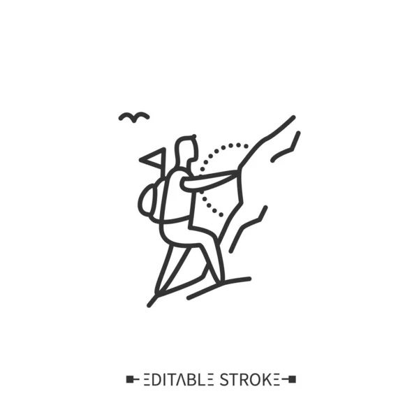 Mountaineering line icon. Editable illustration — Stock Vector
