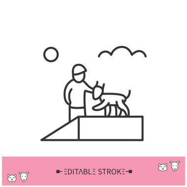 Köpek eğitim çizgisi simgesi. Düzenlenebilir resimleme