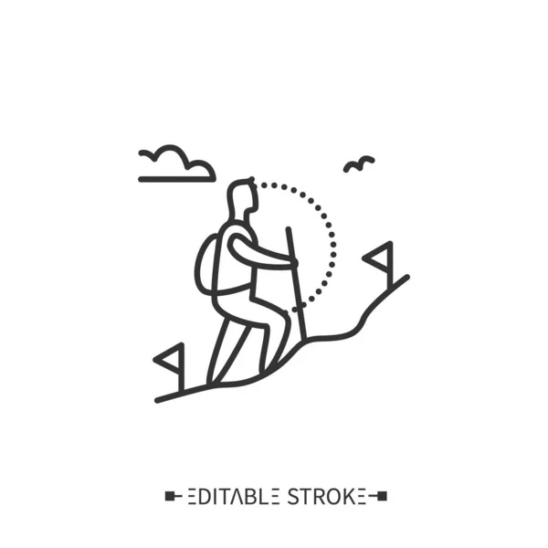 Hiking line icon. Editable illustration — Stock Vector