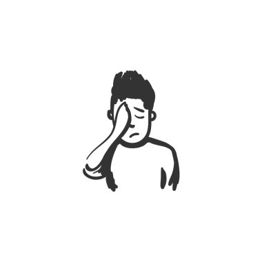 Shame feeling icon. Outline sketch drawing clipart