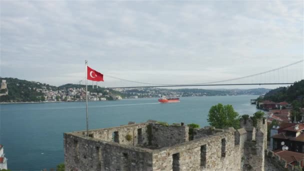 Luftaufnahme der Anatolischen Festung in Istanbul. 4K-Filmmaterial in der Türkei — Stockvideo