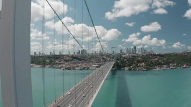 İstanbul 'daki Boğaz Köprüsü' nün havadan görünüşü