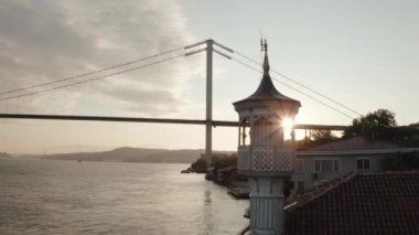 İstanbul Boğazı Köprüsü 'nün havadan görünüşü. Türkiye 'de 4K Görüntüsü