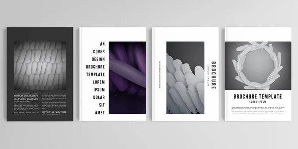 Broşür, kapak tasarımı, el ilanı, kitap tasarımı, dergi, poster için A4 formatında kapak tasarımı modellerinin gerçekçi vektör düzeni. Tüyler, kuşlar soyut bir şekilde tüylenir. Grafik deseni.