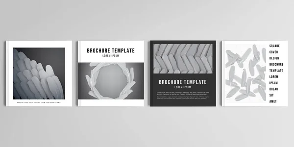 Kare broşür, kapak tasarımı, broşür, broşür, broşür, broşür, kitap tasarımı, dergi, poster için kapak tasarımı gerçekçi vektör düzeni. Tüyler, kuşlar soyut bir şekilde tüylenir. Grafik deseni.