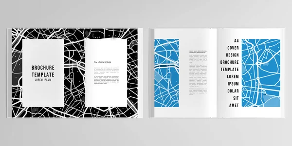 3D realistisches Vektorlayout von Cover-Mockup-Designvorlagen mit Stadtplan von Paris für DIN-A4-Broschüre, Flyer, Coverdesign, Buchdesign, Magazin, Broschürencover. — Stockvektor