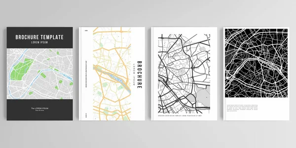 레이아웃의 레이아웃 디자인 템플릿 포맷의 지도와 파리의 Cover Design Flyer — 스톡 벡터
