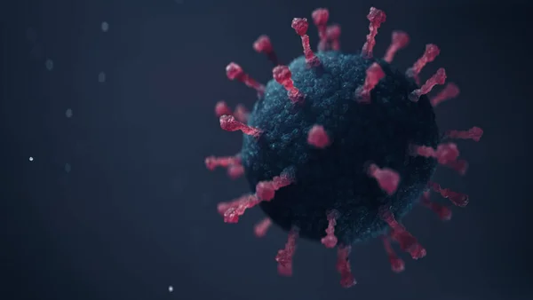 Coronavirus COVID-19 soyut bir arkaplanda grip bakterisinin mikroskobik yakın plan görüntüsü. 3B Görüntü