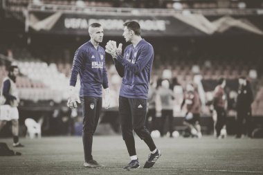 Valencia, İspanya - 21 Şubat: Uefa Avrupa Ligi sırasında Valencia Kaleciler arasında Valencia Cf ve Celtic Fc Mestalla Stadı nda 21 Şubat 2019 Valencia, İspanya eşleme