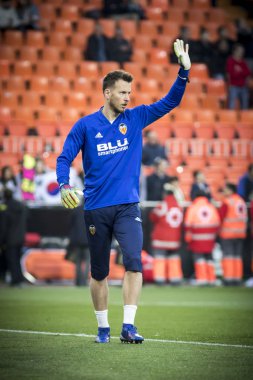 Valencia, İspanya - 21 Şubat: Neto sırasında Uefa Avrupa Ligi maç Valencia Cf ve Celtic Fc Mestalla Stadı nda arasında 21 Şubat 2019 Valencia, İspanya