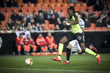 Valencia, İspanya - 21 Şubat: (20) Boyata Valencia Cf ve Celtic Fc Valencia, İspanya üzerinde 21 Şubat 2019 Mestalla Stadı nda arasında Uefa Avrupa Ligi maç sırasında