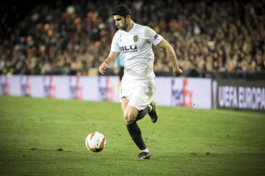 Valencia, İspanya - 21 Şubat: Uefa Avrupa Ligi sırasında Guedes arasında Valencia Cf ve Celtic Fc Mestalla Stadı nda 21 Şubat 2019 Valencia, İspanya eşleme