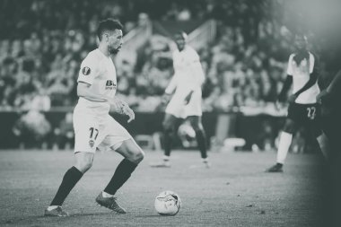 Valencia, İspanya - 21 Şubat: Coquelin sırasında Uefa Avrupa Ligi maçı maç Valencia Cf ve Celtic Fc Mestalla Stadı nda arasında 21 Şubat 2019 Valencia, İspanya