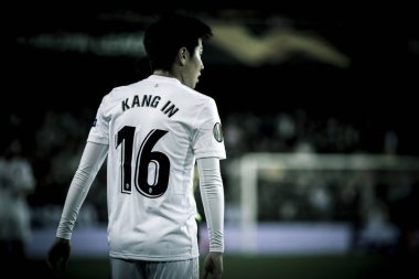 Valencia, İspanya - 21 Şubat: Kangin Lee sırasında Uefa Avrupa Ligi maç Valencia Cf ve Celtic Fc Mestalla Stadı nda arasında 21 Şubat 2019 Valencia, İspanya