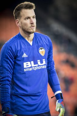 Valencia, İspanya - 21 Şubat: Neto sırasında Uefa Avrupa Ligi maç Valencia Cf ve Celtic Fc Mestalla Stadı nda arasında 21 Şubat 2019 Valencia, İspanya