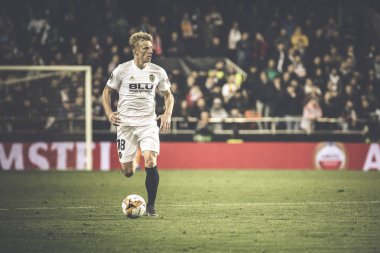 Valencia, İspanya - 21 Şubat: Uefa Avrupa Ligi sırasında Wass arasında Valencia Cf ve Celtic Fc Mestalla Stadı nda 21 Şubat 2019 Valencia, İspanya eşleme