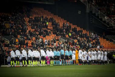 Valencia, İspanya - 21 Şubat: Uefa Avrupa Ligi sırasında tüm oyuncular arasında Valencia Cf ve Celtic Fc Mestalla Stadı nda 21 Şubat 2019 Valencia, İspanya eşleme