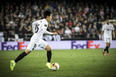 Valencia, İspanya - 21 Şubat: Lee ile topu sırasında Uefa Avrupa Ligi maç Valencia Cf ve Celtic Fc Mestalla Stadı nda arasında 21 Şubat 2019 Valencia, İspanya