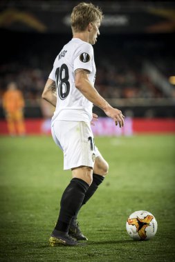Valencia, İspanya - 21 Şubat: Uefa Avrupa Ligi sırasında Wass arasında Valencia Cf ve Celtic Fc Mestalla Stadı nda 21 Şubat 2019 Valencia, İspanya eşleme