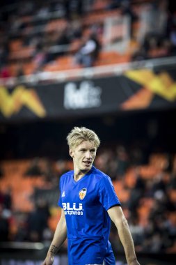 Valencia, İspanya - 21 Şubat: Daniel Wass sırasında Uefa Avrupa Ligi maç Valencia Cf ve Celtic Fc Mestalla Stadı nda arasında 21 Şubat 2019 Valencia, İspanya