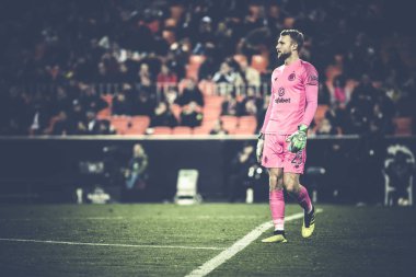 Valencia, İspanya - 21 Şubat: Scott Bain sırasında Uefa Avrupa Ligi maç Valencia Cf ve Celtic Fc Mestalla Stadı nda arasında 21 Şubat 2019 Valencia, İspanya