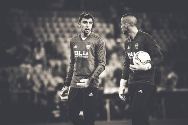 Valencia, İspanya - 21 Şubat: Uefa Avrupa Ligi sırasında Valencia Kaleciler arasında Valencia Cf ve Celtic Fc Mestalla Stadı nda 21 Şubat 2019 Valencia, İspanya eşleme