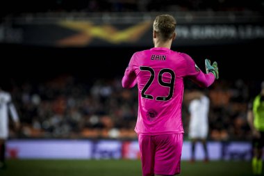 Valencia, İspanya - 21 Şubat: Scott Bain sırasında Uefa Avrupa Ligi maç Valencia Cf ve Celtic Fc Mestalla Stadı nda arasında 21 Şubat 2019 Valencia, İspanya