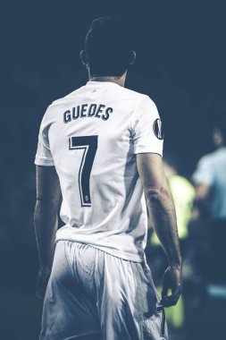 Valencia, İspanya - 21 Şubat: Uefa Avrupa Ligi sırasında Guedes arasında Valencia Cf ve Celtic Fc Mestalla Stadı nda 21 Şubat 2019 Valencia, İspanya eşleme