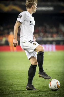 Valencia, İspanya - 21 Şubat: Uefa Avrupa Ligi sırasında Wass arasında Valencia Cf ve Celtic Fc Mestalla Stadı nda 21 Şubat 2019 Valencia, İspanya eşleme