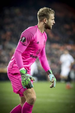 Valencia, İspanya - 21 Şubat: Scott Bain sırasında Uefa Avrupa Ligi maç Valencia Cf ve Celtic Fc Mestalla Stadı nda arasında 21 Şubat 2019 Valencia, İspanya