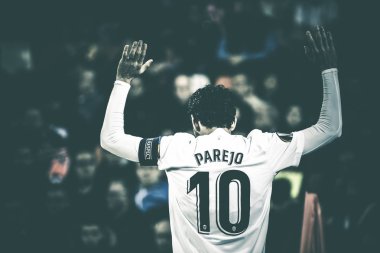 Valencia, İspanya, Valencia Cf ve Celtic Fc Valencia, İspanya üzerinde 21 Şubat 2019 Mestalla Stadı nda arasında Uefa Avrupa Ligi maç sırasında Şubat 21:Dani Parejo