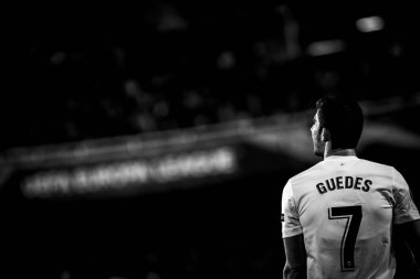 Valencia, İspanya - 21 Şubat: Uefa Avrupa Ligi sırasında Guedes arasında Valencia Cf ve Celtic Fc Mestalla Stadı nda 21 Şubat 2019 Valencia, İspanya eşleme