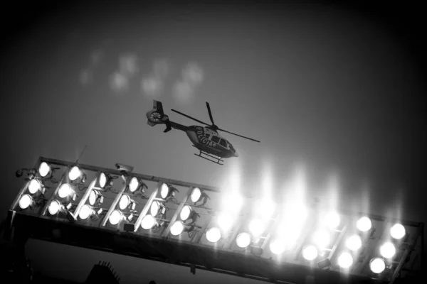 Valencia Spain February Police Helipcopter Uefa Europa League Match Valencia — Stock Photo, Image