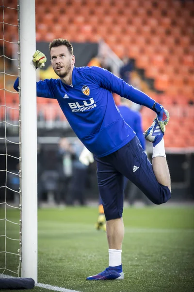 Valencia Spagna Febbraio Neto Durante Partita Uefa Europa League Tra — Foto Stock