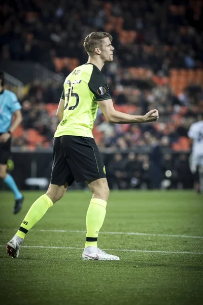 Valencia Espagne Février Kristoffer Ajer Lors Match Uefa Europa League — Photo