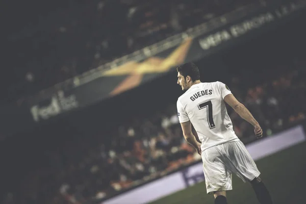 Valencia Espanha Fevereiro Guedes Durante Jogo Liga Europa Uefa Entre — Fotografia de Stock