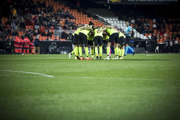 Valencie Španělsko Února Keltské Hráči Během Uefa Europa League Zápas — Stock fotografie