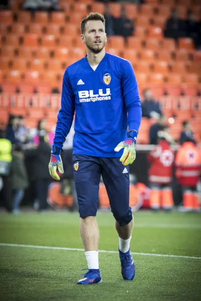 Valencia España Febrero Neto Durante Partido Uefa Europa League Entre —  Fotos de Stock