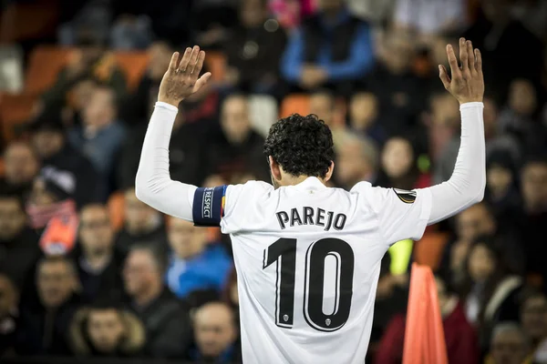 Valencia Spanje Februari Dani Parejo Tijdens Uefa Europa League Wedstrijd — Stockfoto
