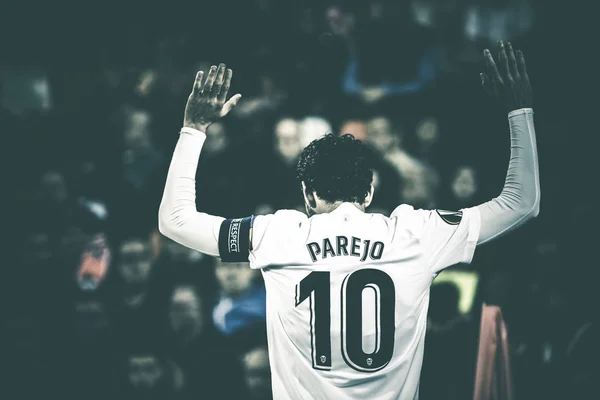 Valencia Spanje Februari Dani Parejo Tijdens Uefa Europa League Wedstrijd — Stockfoto