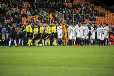 Valencia, İspanya - 7 Mart: Uefa Avrupa Ligi sırasında tüm oyuncular arasında Valencia Cf ve Fc Krasnodar Mestalla Stadı nda 7 Mart 2019 Valencia, İspanya eşleme