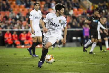 Valencia, İspanya - 7 Mart: Carlos Soler sırasında Uefa Avrupa Ligi maç Valencia Cf ve Fc Krasnodar Mestalla Stadı nda arasında 7 Mart 2019 Valencia, İspanya
