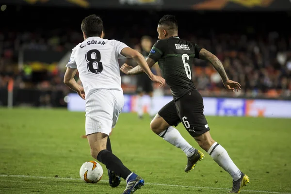 Valencia Spain March Soler Ramirez Uefa Europa League Match Valencia — Stock Photo, Image