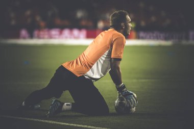 Valencia, İspanya - 02 Ekim 2019: Jasper Cillessen Uefa Şampiyonlar Ligi maçında Valencia Cf ve Afc Ajax arasında Mestalla Stadyumu 'nda oynandı.
