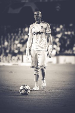 Valencia, İspanya - 02 Ekim 2019: Mestalla Stadyumu 'nda Valencia Cf ve Afc Ajax arasında oynanan Uefa Şampiyonlar Ligi maçı sırasında Jaume  