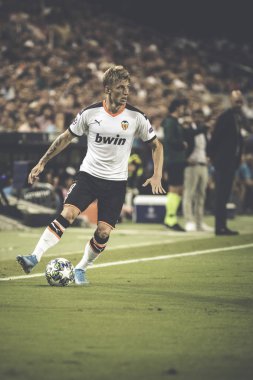 Valencia, İspanya - 02 Ekim 2019: Uefa Şampiyonlar Ligi maçında Valencia Cf ve Afc Ajax arasında Mestalla Stadyumu 'nda oynanan maçta Wass  