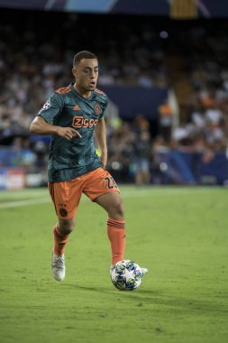 Valencia, İspanya - 02 Ekim 2019: Uefa Şampiyonlar Ligi maçında Valencia Cf ve Afc Ajax arasında Mestalla Stadyumu 'nda oynanan maç