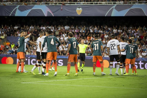 Valencia Spanje Oktober 2019 Spelers Klaar Voor Hoekschop Tijdens Uefa — Stockfoto