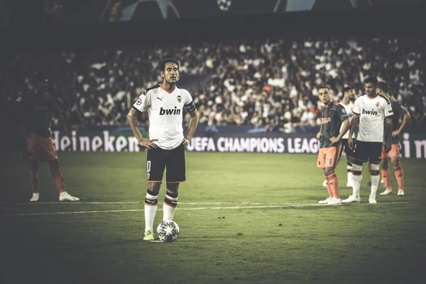 Walencja Hiszpania Października 2019 Parejo Piłką Podczas Meczu Uefa Champions — Zdjęcie stockowe