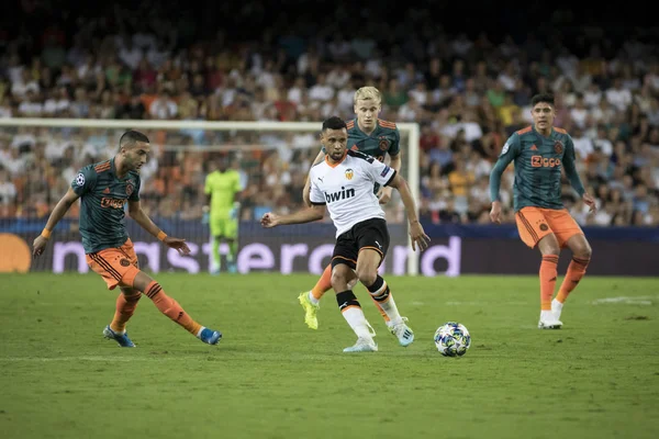 Valencia Spanien Oktober 2019 Coquelin Med Boll Uefa Champions League — Stockfoto